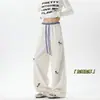 Pantalones de Chándal con Bordado de Cachorro de Palacio Perezoso Americano Más Terciopelo Sentido del Diseño Pantalones Casuales Hombres y Mujeres Holgados Pierna Ancha Limpio Chándal