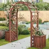 Arcada de Madera Anticorrosiva Soporte para Flores Pérgola Trepadora Valla de Patio Exterior Puerta Estante Decorativo de Arco de Jardín Rejilla Exterior para Uvas