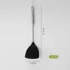 Espátula de Silicona con Mango Extendido de Acero Inoxidable, Espátula para Sartén Antiadherente, Espátula para Saltear, Cucharón para Sopa, Cuchara Ranurada, Espátula para Freír, Espátula de Cocina, Juego de Utensilios de Cocina
