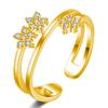 Anel de estrela de cinco pontas aberta estrela brilhante anel banhado a platina anel em forma de flor moda anel desabrochando anel de cauda