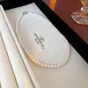 Collar de Perlas Moradas Degradadas para Mujer Cadena de Collar Explosiva Nueva de Nicho de Lujo Ligero Accesorios de Cadena para Clavícula Cadena de Lana