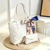 Bolsa bordada de gran capacidad con diseño de diamantes de 101.3 kg, un bolso de hombro tipo tote de seda moderno y práctico para tu viaje del Día Nacional