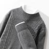 Suéter de cuello medio alto para hombre, de siete pines, engrosado, 100% lana pura, con flores torcidas, para otoño e invierno, nuevo, de manga larga.