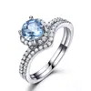 Anel de Prata Esterlina 925 com Topázio Azul Natural - Venda Quente Transfronteiriça - Joias de Pedra Preciosa Femininas - Atacado de Fábrica