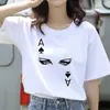 Camiseta feminina de manga curta de verão moda estampada manga curta tamanho europeu plus size stand independente manga curta blusa básica para mulheres