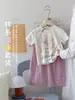 [Em Estoque] Roupas Infantis 2026 Verão Novas Blusas para Meninas Alta Elasticidade Costela Sem Costura Calças com Estampa Digital Secagem Rápida