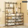Zapatero multicapa simple con armario de almacenamiento integrado para entrada de casa y dormitorio, perchero de pie multifuncional y soporte para zapatos y sombreros