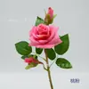Rosa artificial con 3 tallos de cabeza de terciopelo, tallo único, adecuada para mesas de comedor de hotel, mesas de conferencias, arreglos florales y decoración de sala de estar
