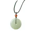 Jade Hetian de Xinjiang Hebilla Ping An Colgante de Collar de Jade Estilo Étnico Cadena Larga Simple Colgante Joyería Femenina Regalo en Vivo