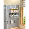 Estante de Almacenamiento para Refrigerador Estante Lateral Colgante Suministros de Cocina Bolsa para Conservar Alimentos Multicapa Condimento Estante de Almacenamiento Multifuncional para el Hogar