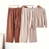 Conjunto de Suéter Casual de Moda 2026 con Cremallera para Mujer, Sudadera de Estilo Perezoso de Otoño y Pantalones de Punto de Pierna Ancha, Conjunto Versátil de Dos Piezas