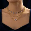 Colar Pingente de Olho Azul do Diabo Cravejado de Diamantes Personalizado de Alto Padrão, Best-Seller Transfronteiriço Europeu e Americano, Moda para Mulheres