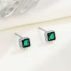 Pendientes de plata de ley S925 con circonitas cuadradas, elegantes y combinables con todo, con diseño de hueso de oreja, a la moda, sencillos y cuadrados, joyería para mujer.