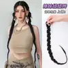 Peluca de cola de caballo caliente Temu cabello largo femenino chica popular trenza retorcida simulación doble cola de caballo comercio exterior europeo y americano trenza despeinada al por mayor