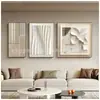 Fondo de Pared de Sofá de Sala de Estar Pintura Decorativa de Tres Piezas Estilo Moderno Simple Crema Mural Abstracto Fresco Simple Elegante Pintura de Pared