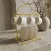 Portavasos Invertido Dorado de Lujo Ligero Estante para Taza de Café y Platillo con Bandeja de Drenaje para Uso Doméstico Estante Colgante para Almacenamiento de Tazas de Café y Platillos con Bandeja de Drenaje