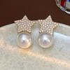 Pendientes de Borla de Estrella de Cinco Puntas Irregular de Nicho de Alta Gama Aguja de Plata Moda Pendientes de Zirconia Elegantes Pendientes con Sentido del Diseño