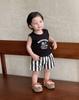 Traje pequeno estilo coreano top colete de bebê de verão com shorts listrados capa de panda fofa traje de três peças