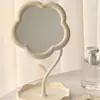 Espejo de maquillaje con forma de corazón para niña, giratorio, portátil, para dormitorio de estudiantes