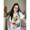Camiseta de Manga Corta de Algodón Puro para Mujer Cubre Carne Ropa para Hombres y Mujeres Camiseta Estampada de Media Manga Top Ropa de Manga Corta Moda y Fresca