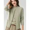 Cárdigan de punto grueso Baicai de terciopelo de alta gama con estampado de corazones y bolsillos, nuevo suéter de ajuste holgado Otoño/Invierno 2026, simple y casual