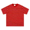 Camiseta de Manga Corta con Diseño de Bloques de Color a Rayas Retro Americana 2026 para Hombre, Camiseta Holgada de Verano Estilo Callejero Cuello Redondo Manga Media