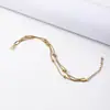 Set de Pulseras de Moda para Mujer de Acero Inoxidable 304L, Pulsera de Acero de Titanio de Venta Caliente Europea y Americana con Interior Chapado en Oro Real de 18K, Venta al por Mayor