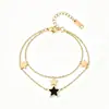 Pulsera popular de titanio y acero estilo ins, moderna, versátil, corazón, mariposa, estrella, geométrica, de acero inoxidable, joyería para la mano