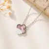 Acero Inoxidable Antidescolorante Trébol de la Suerte Trébol de Cuatro Hojas Titanio de Color Acero Cadena para Clavícula Popular Venta Caliente Transfronteriza