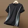 Camiseta de manga corta de seda helada de secado rápido, transpirable, fresca, para deportes y uso casual, de comercio exterior transfronterizo, para hombre, verano, moderna