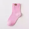 Calcetines para Mujer ins de Moda Tobilleros de Boca Baja Invisibles Oso Lindo Estilo Japonés Color Sólido Algodón Calcetines de Longitud Media Calcetines Cortos Finos para Mujer