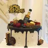 Pastel de Cumpleaños para el Día del Padre Simulación Mini Vino Botella Pequeña Adornos Decoración para Niños Cerveza Copa de Vino Whisky
