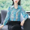 2026 Primavera y Otoño Nuevo Estilo Coreano Moda Reductora de Edad Manga Larga Estampada Elegante Talla Grande Camisa Top de Moda de Gama Alta