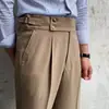 Estilo Novo 2022 Calças Masculinas Naples Britânicas Drapeadas de Cintura Alta Retas Outono Calças Casuais Calças da Moda