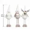 Nueva Muñeca de Pie Tejida de Navidad en Esquema de Colores Blanco y Marrón, con Piernas Largas Extensibles, Gnomo, Muñeco de Nieve, Reno Decoración Festiva