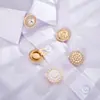 Cubierta de Botón Estilo Chanel con Perlas de Goteo de Aceite y Gemelos de Cara Sonriente, Accesorios de Decoración de Botones de Cuello de Camisa de Nicho
