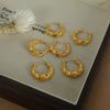 Pendientes con hebilla de oreja de anillo giratorio, estilo francés, de alta calidad, minimalistas, estilo frío, combinables, chapados en oro de 18 quilates, pendientes sinuosos