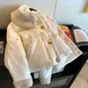 Chaqueta Corta de Algodón Estilo Coreano con Retazos de Lana de Cordero, Solapa Grande, para Niñas Medianas y Grandes, Nueva Llegada de Invierno