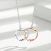 Collar de doble anillo Mobius para mujer quiero verte anillo pequeño liso hebilla de anillo de plata de ley nudo de corazón amigas pareja par