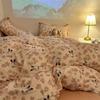 Juego de Cama de Cuatro Piezas de Dibujos Animados de Estilo Femenino, Funda de Edredón Dulce, Ropa de Cama para Dormitorio de Estudiante, Juego Individual de Tres Piezas