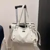 Bolsa Tote Estilo Coreano Nicho Retrô Bolsa de Ombro Grande para Mulheres Cor Sólida Grande Capacidade Plissada Bolsa Hot Girl Biker Bolsa de Trabalho para Mulheres