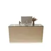 Mostrador de Barra para Tienda de Ropa Femenina de Lujo Ligero, Recepción Frontal de Acero Inoxidable Simple y Moderna para Salón de Belleza, Mostrador de Caja Registradora de Travertino para Salón de Peluquería