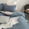 Oferta especial: Juego de ropa de cama de cuatro piezas de algodón 100% peinado, calidad A, apto para maternidad, 100 hilos, color liso simple, incluye sábana plana, sábana ajustable y funda de edredón