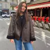 Exportación Transfronteriza Ropa de Mujer al por Mayor Nueva Moda 2024 Estilo Europeo y Americano Otoño e Invierno Chaqueta con Solapa Integrada de Piel