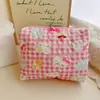 Tecido de Algodão Bordado Acolchoado Desenho Animado Menina Fofa Bolsa de Armazenamento para Batom Cosméticos Bolsa de Maquiagem Bolsa Artesanal Venda por Atacado