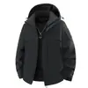 Jaqueta de algodão masculina para outono e inverno, corta-vento e repelente à água para atividades ao ar livre, parka com capuz grossa, quente, casual, de corte solto para montanhismo