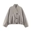Otoño 2026 Nuevo Estilo Europeo y Americano Moda Versátil Manga Larga Doble Botonadura Chaqueta Suave Abrigo Suelto Casual para Mujer