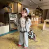 Conjunto de Sudadera con Capucha para Niños, Nuevo Estilo Otoño/Invierno para Niñas, Camisa con Cremallera de Oso y Pantalones Casuales Conjunto de Dos Piezas para Niños Pequeños
