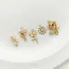 Chapado en Oro de 14K Electroplateado Zircón Pequeña Margarita Tulipán Rosa Flor Colgante Pendientes Hechos a Mano Pulsera Colgante