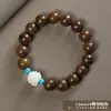 Pulsera de Diseño DIY Sandalia Dorada Loto Doble Círculo para Hombres y Mujeres, Cuentas Budistas, Joyería de Rosario, Pulsera, de Mano